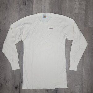 Carhartt vintage 90s Men's Long Sleeve Thermal Shirt cream white see measurement